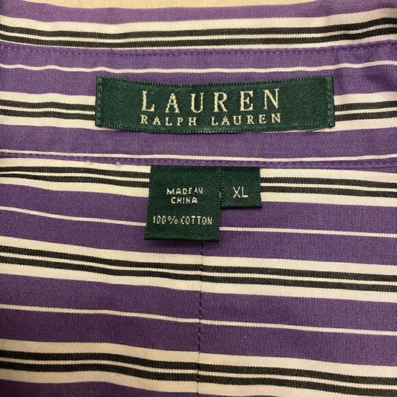 Lauren Ralph Lauren Purple and White Button Down Top Size XL - Picture 10 of 13